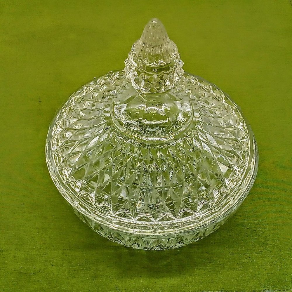 Vintage Clear Glass Covered Bowl